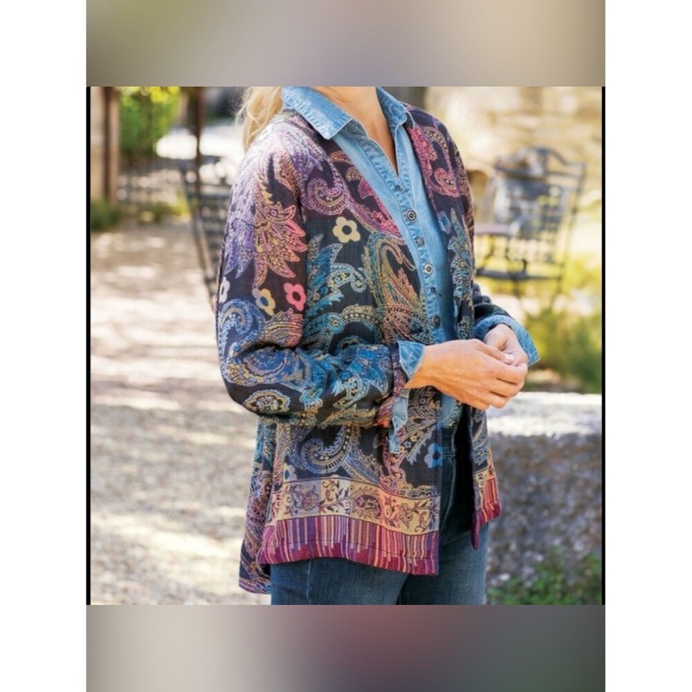 Soft Surroundings Paloma Paisley Print Boho Lagenlook Jacket Women’s Size Medium